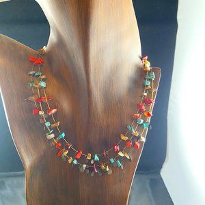 Multi-Colored Three Strand Necklace
